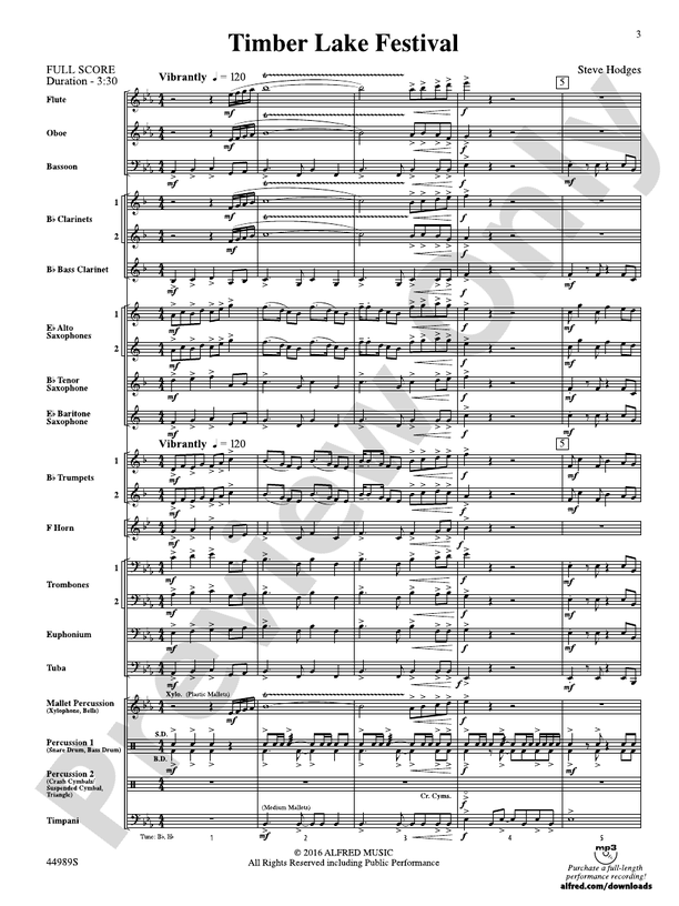 Timber Lake Festival - Concert Band Conductor Score & Parts (Digital Download)