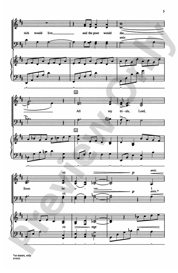 All My Trials - Arr. Audrey Snyder - SATB Choral Octavo (Digital Download)