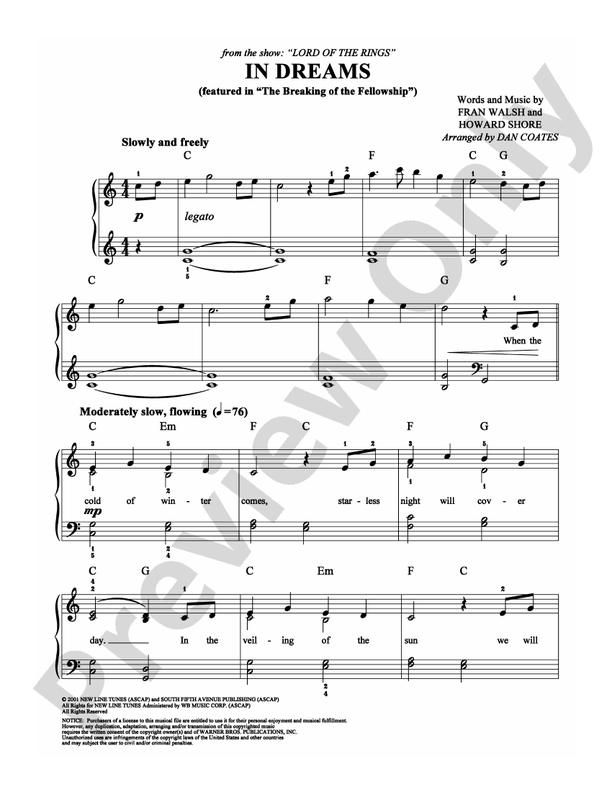 In Dreams - Arr. Dan Coates - Easy Piano (Digital Download)