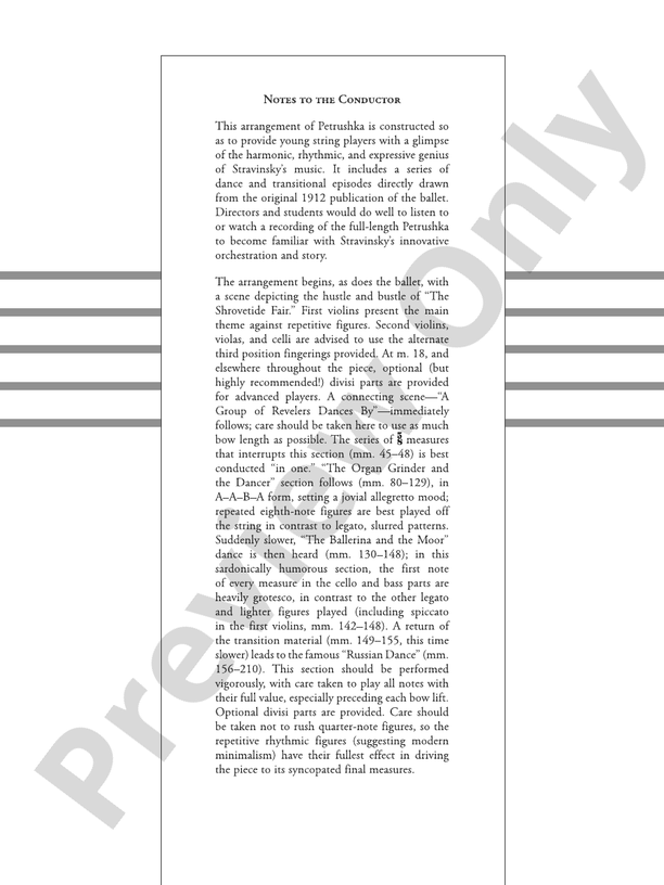 Petrushka - String Orchestra Conductor Score & Parts (Digital Download)