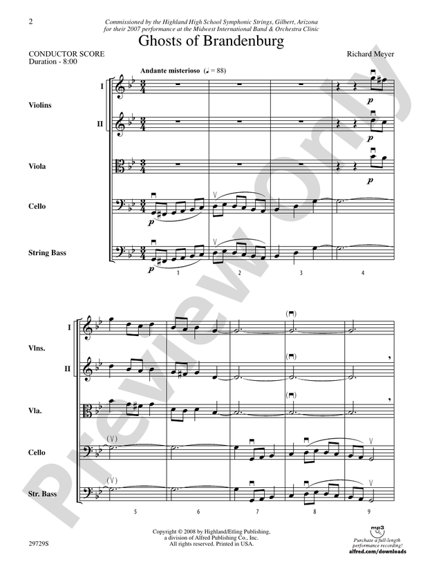 Ghosts of Brandenburg – String Orchestra Conductor Score & Parts (Digital Download)