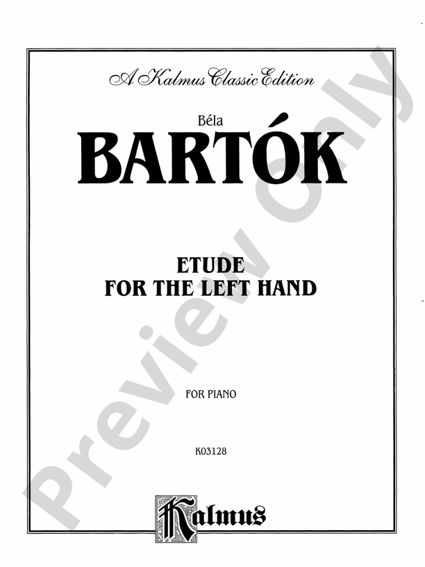 Bartok - Etude for the Left Hand - Piano Solo (Digital Download)