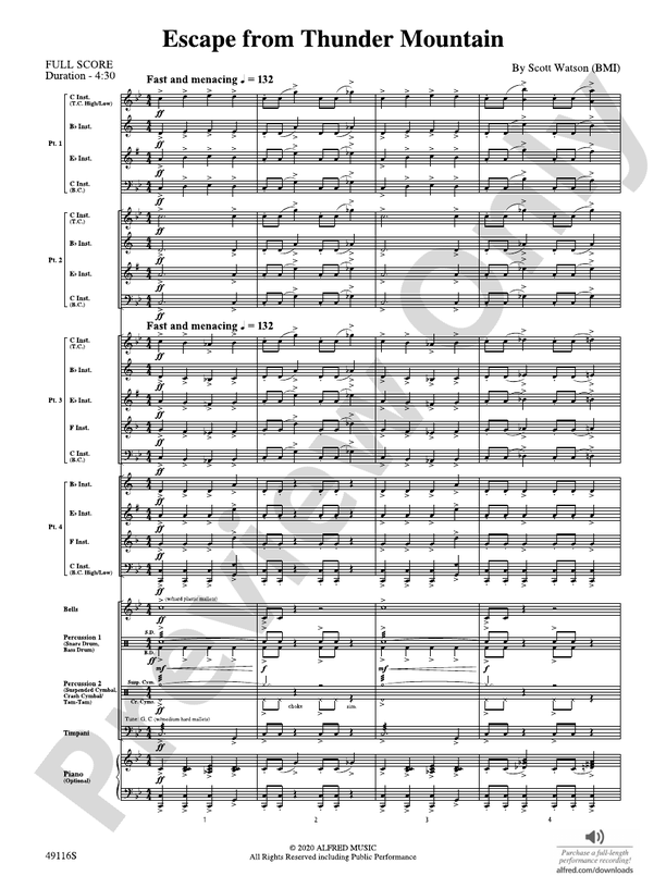 Escape from Thunder Mountain (Flexible Arrangement) - Concert Band Conductor Score & Parts (Digital Download)