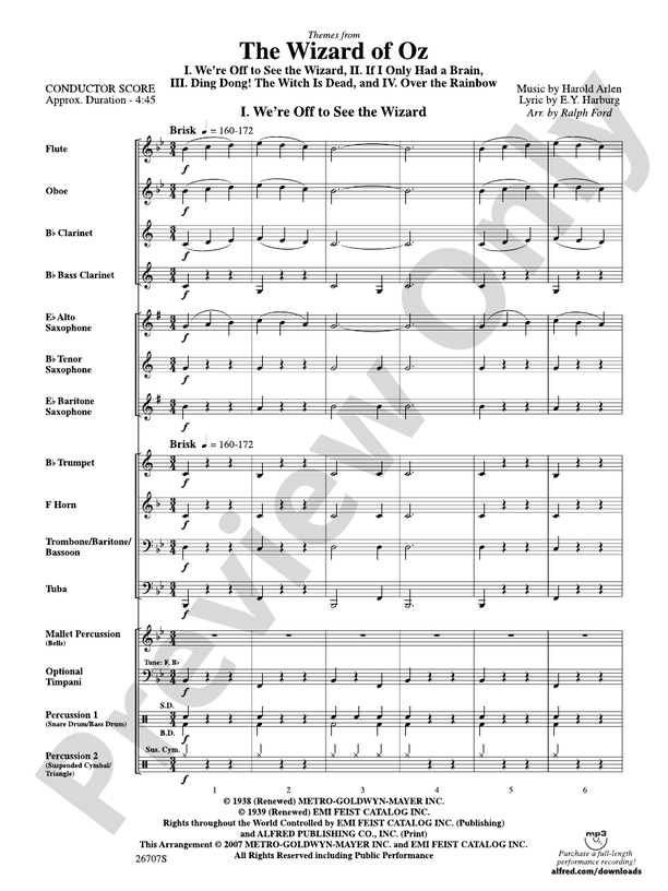 The Wizard of Oz - Concert Band Conductor Score & Parts (Digital Download)