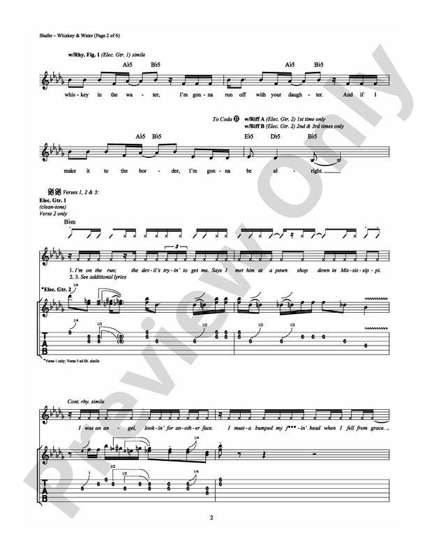 Whiskey & Water - Guitar TAB (Digital Download)