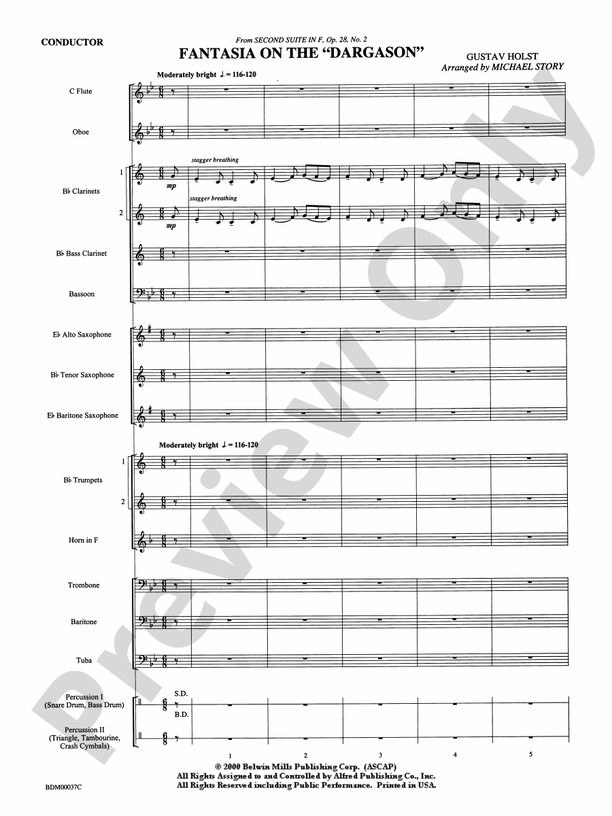 Fantasia on the "Dargason" - Concert Band Conductor Score & Parts (Digital Download)