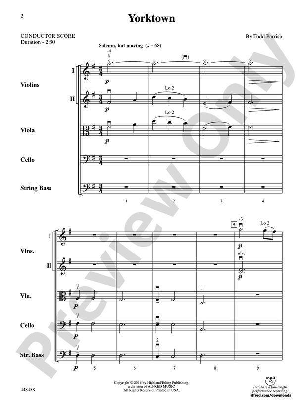 Yorktown - String Orchestra Conductor Score & Parts (Digital Download)
