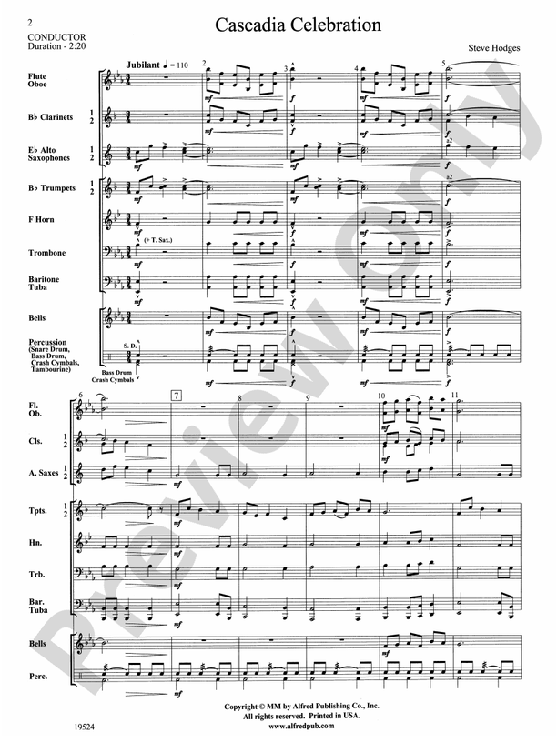 Cascadia Celebration - Concert Band Conductor Score & Parts (Digital Download)