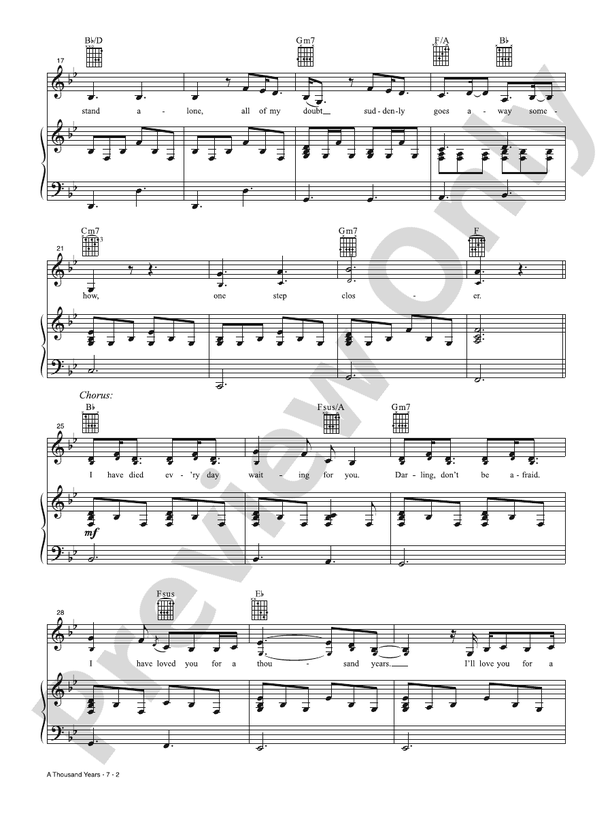 A Thousand Years (From The Twilight Saga: Breaking Dawn - Part 1) - PVG (Digital Download)