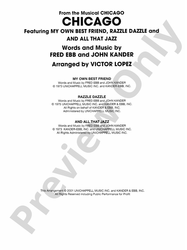 Chicago! (from the Musical Chicago!) - Concert Band Conductor Score & Parts (Digital Download)