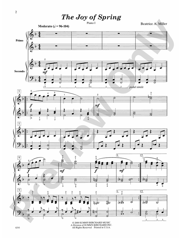 The Joy of Spring - 2 Pianos, 8 Hands (Digital Download)
