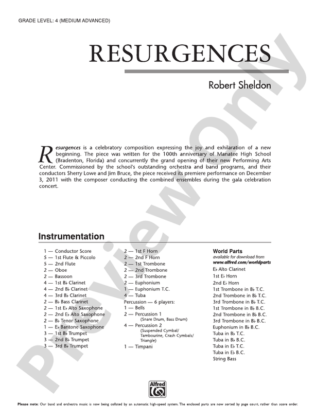 Resurgences - Concert Band Conductor Score & Parts (Digital Download)
