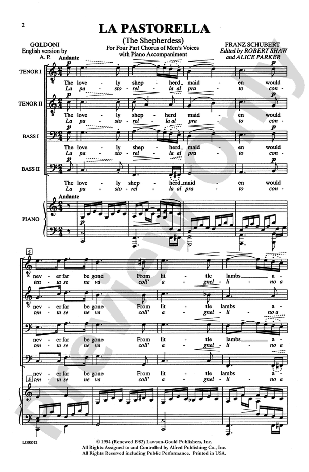 La Pastorella (The Shepherdess) – TTBB Choral Octavo (Digital Download)