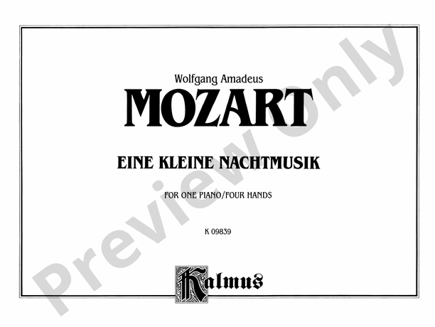 Mozart - Eine Kleine Nachtmusik (K.525) - 1 Piano, 4 Hands (Digital Download)