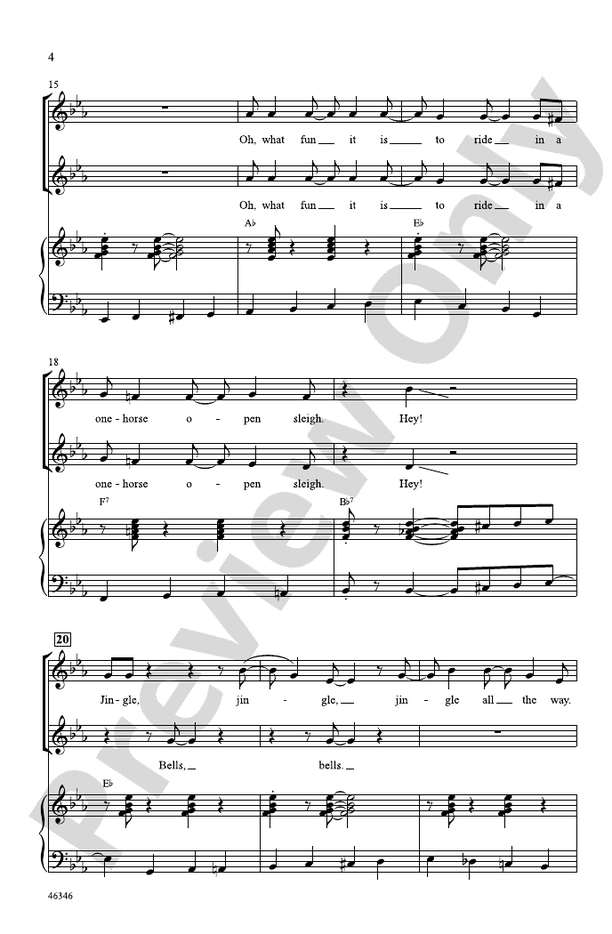 Jingle Bells - Arr. Alan Billingsley – 2-Part Choral Octavo (Digital Download)