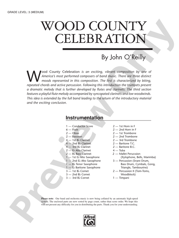 Wood County Celebration - Concert Band Conductor Score & Parts (Digital Download)