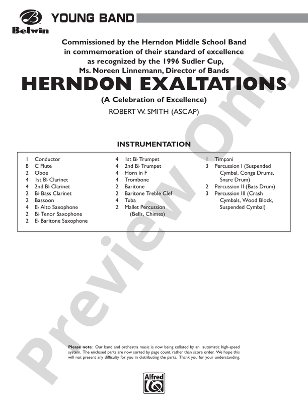 Herndon Exaltations (A Celebration of Excellence) - Concert Band Conductor Score & Parts (Digital Download)