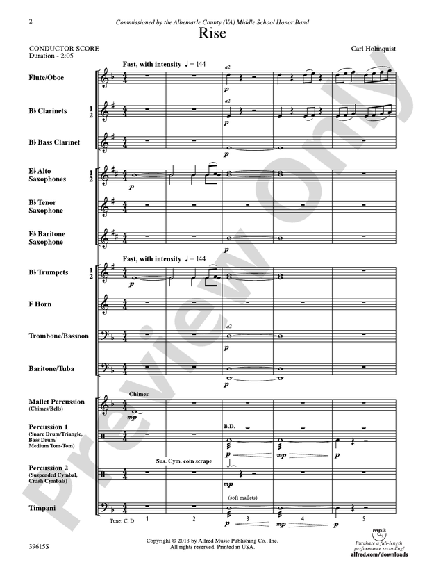 Rise - Concert Band Conductor Score & Parts (Digital Download)
