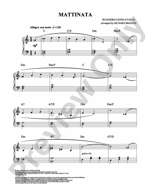 Leoncavallo - Mattinata - Easy Piano (Digital Download)