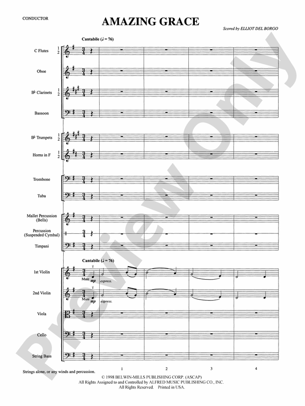 Amazing Grace – Full Orchestra Conductor Score & Parts (Digital Download)