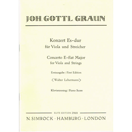 Graun - Concerto in Ebmaj - Viola/Piano Accompaniment Simrock M221108883