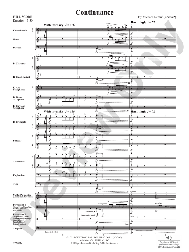 Continuance - Concert Band Conductor Score & Parts (Digital Download)