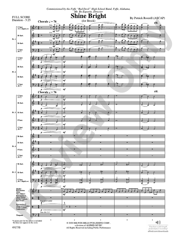 Shine Bright (Flexible Arrangement) - Concert Band Conductor Score & Parts (Digital Download)