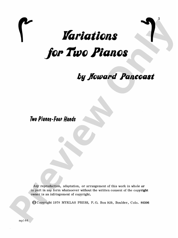 Variations for Two Pianos - 2 Pianos, 4 Hands (Digital Download)