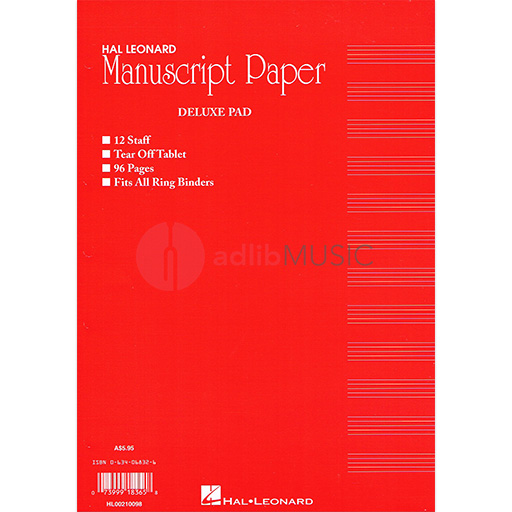 Manuscript Paper Deluxe Pad - 96 Pages Hal Leonard 210098