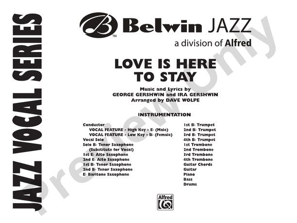 Love Is Here to Stay (Grade 3) - Jazz Ensemble Conductor Score & Parts(Digital Download)
