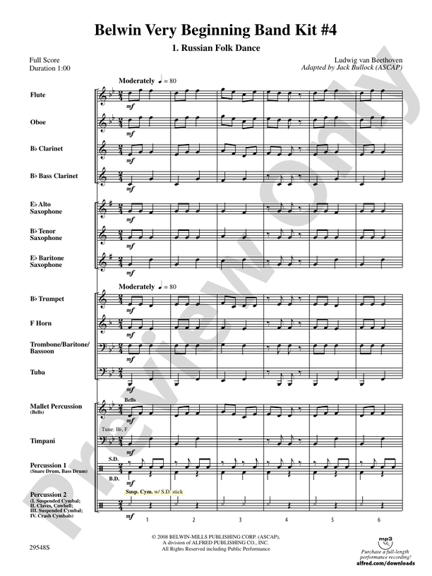 Belwin Very Beginning Band Kit #4 - Concert Band Conductor Score & Parts (Digital Download)