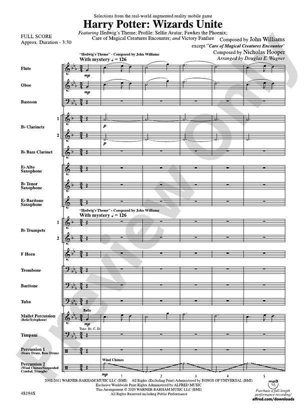 Harry Potter: Wizards Unite - Concert Band Conductor Score & Parts (Digital Download)