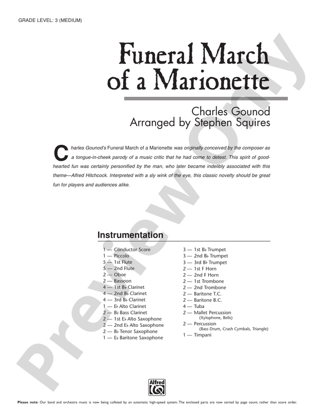Funeral March of a Marionette (Grade 3) - Concert Band Conductor Score & Parts (Digital Download)