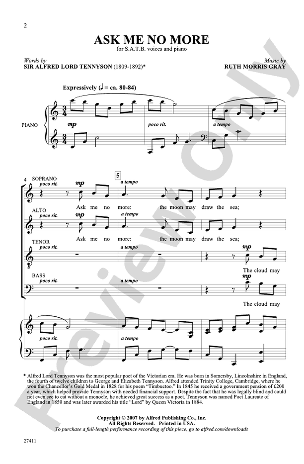 Ask Me No More – SATB Choral Octavo (Digital Download)