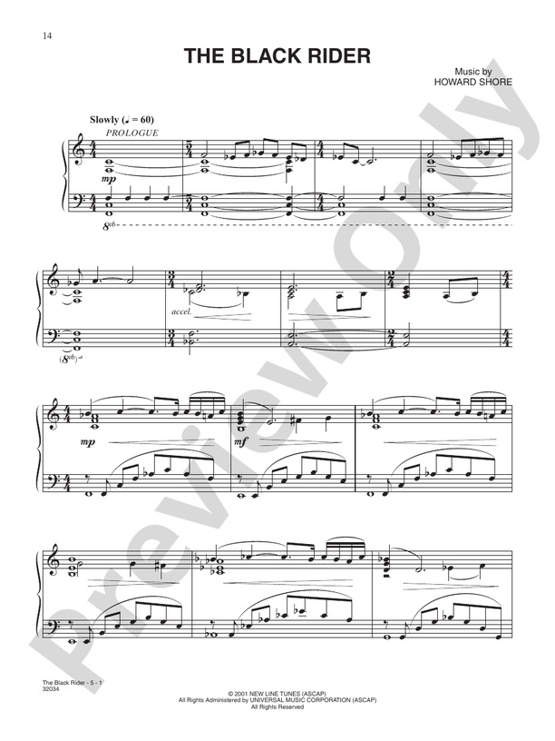 The Black Rider - Piano (Digital Download)