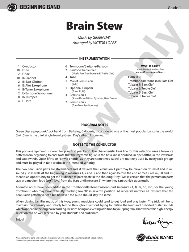 Brain Stew - Concert Band Conductor Score & Parts (Digital Download)