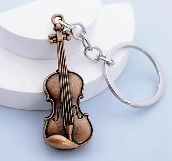 Keyring Violin Antique Brass