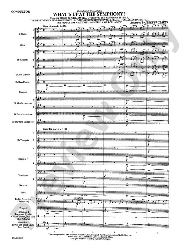 What's Up at the Symphony? Bugs Bunny's Greatest Hits (Medley) - Concert Band Conductor Score & Parts (Digital Download)