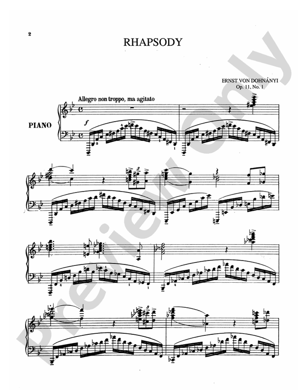 Dohnanyi - Rhapsody, Op. 11, No. 1 - Piano Solo (Digital Download)