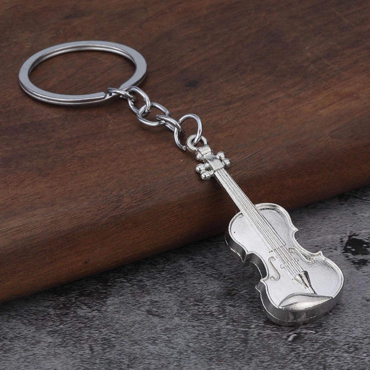 Violin Keyring Metal Silver