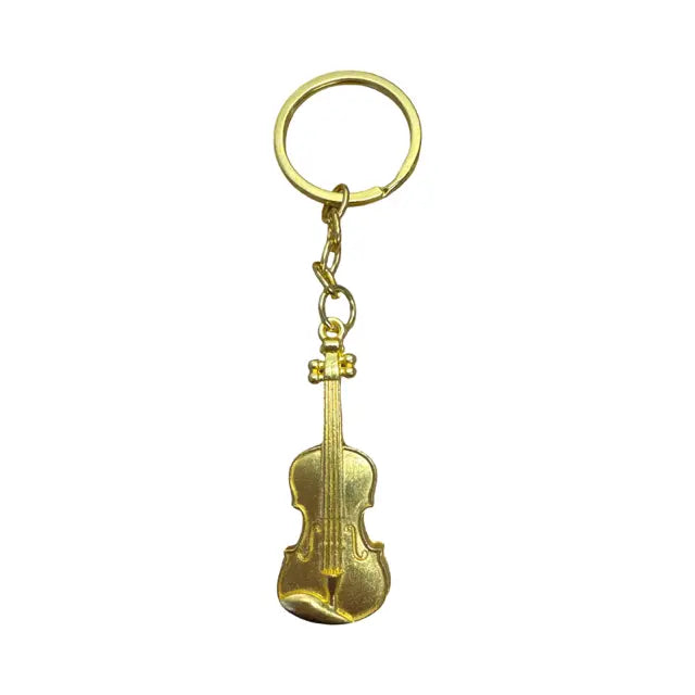 Violin Keyring Metal Gold
