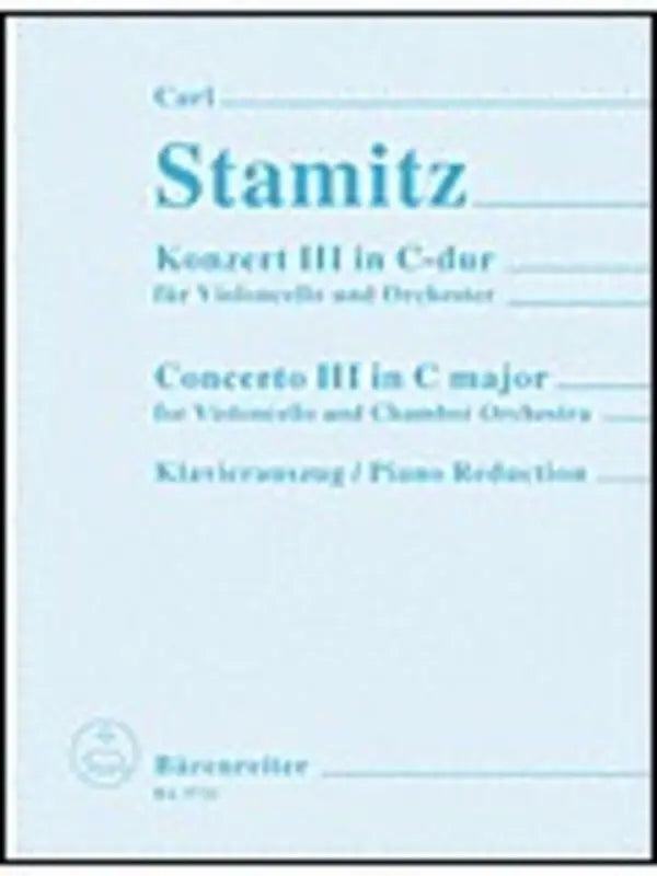 STAMITZ - CONCERTO NO 3 IN C CELLO/PIANO