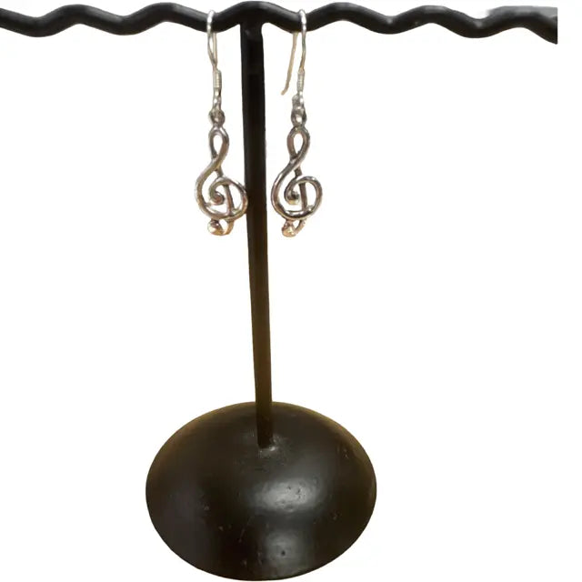 Sterling Silver Treble Clef Drop Earrings