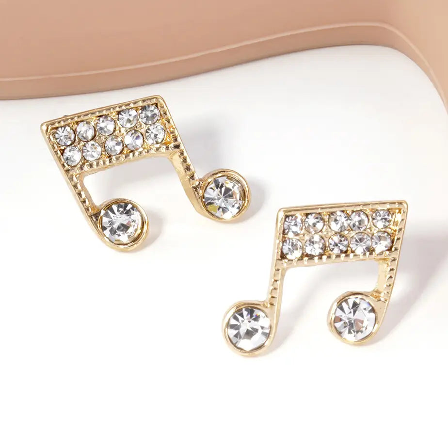 Crystal Paved Quaver Stud Earrings