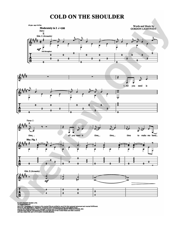 Cold on the Shoulder - Guitar TAB (Digital Download)