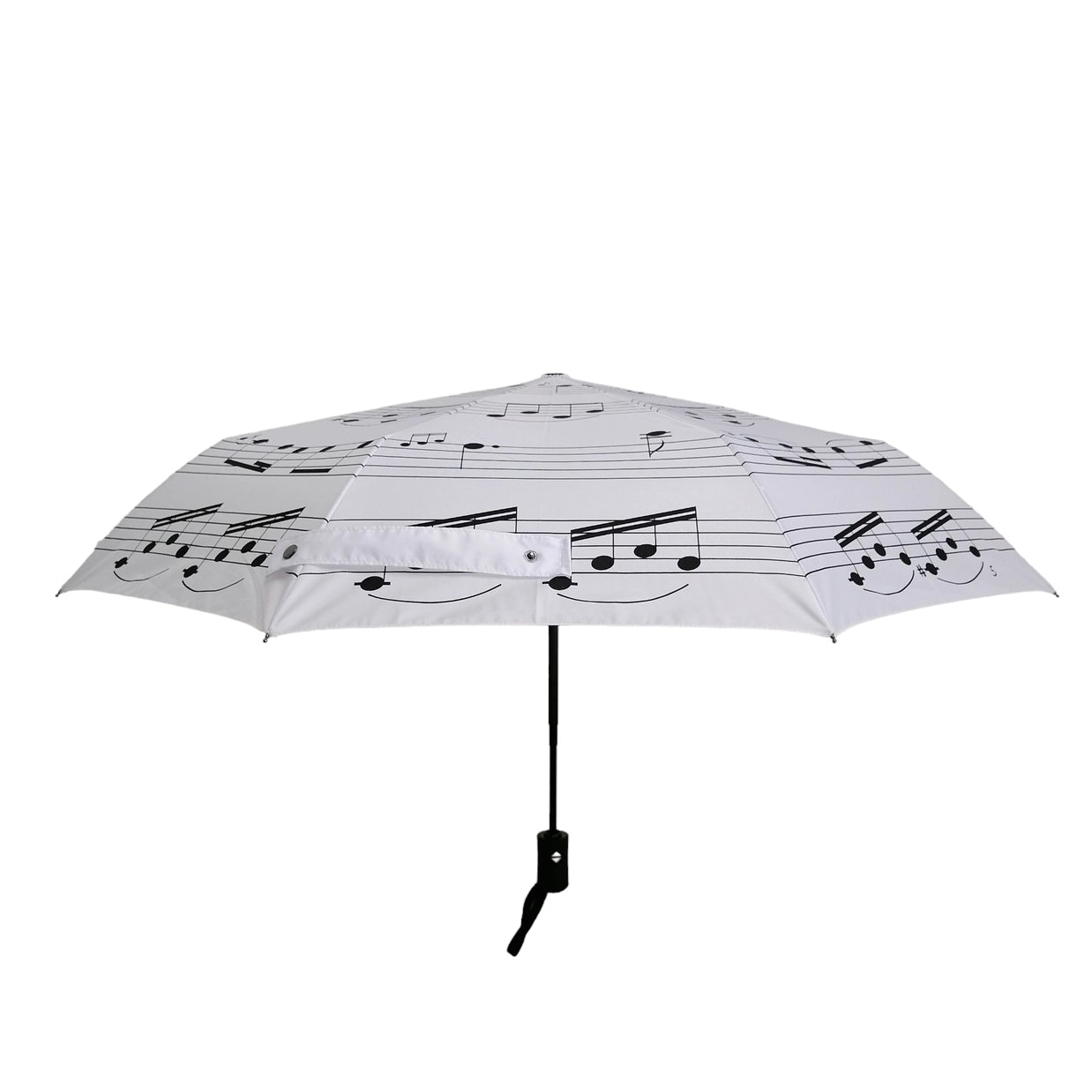 Folding White Umbrella with Black Notes by Soake