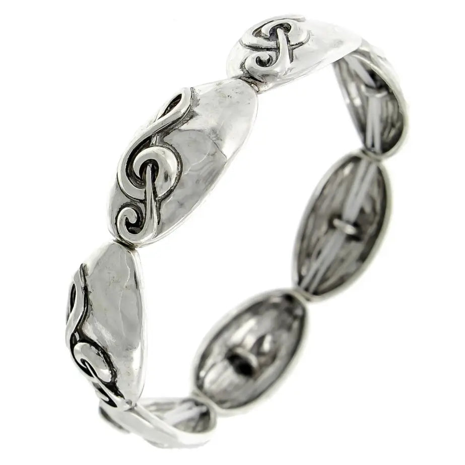 Silver Treble Clef Metal Stretch Bracelet