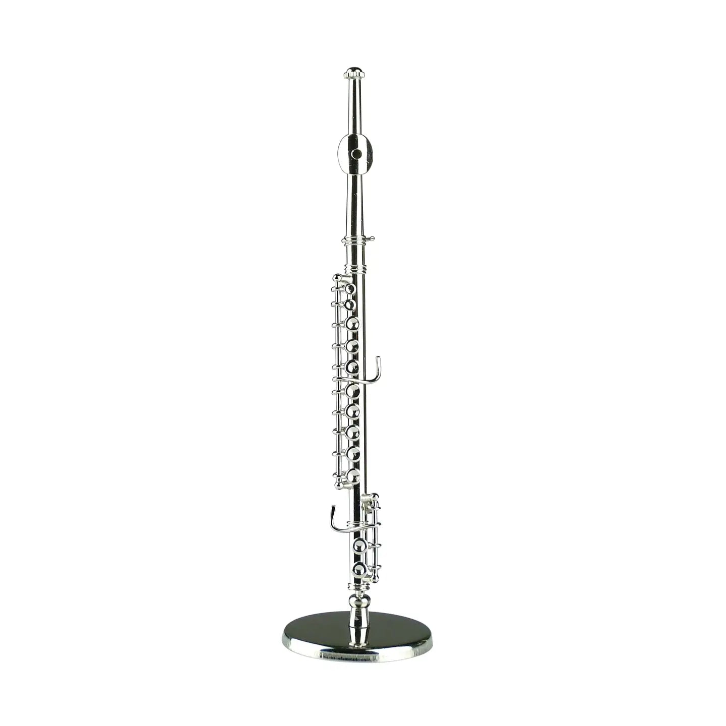 Silver Miniature Flute with Stand and Case