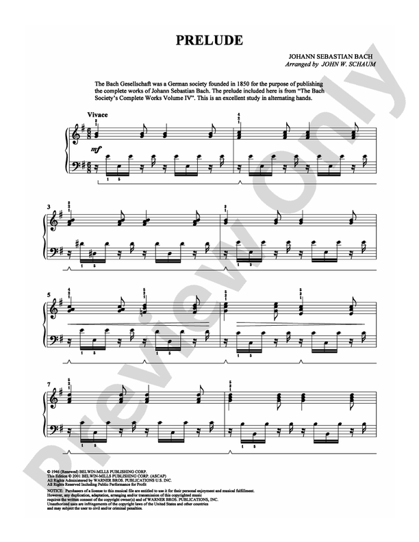 Bach - Prelude - Easy Piano (Digital Download)