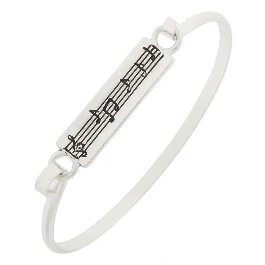 Antique Silver Casting Bangle with a Music Stave Design